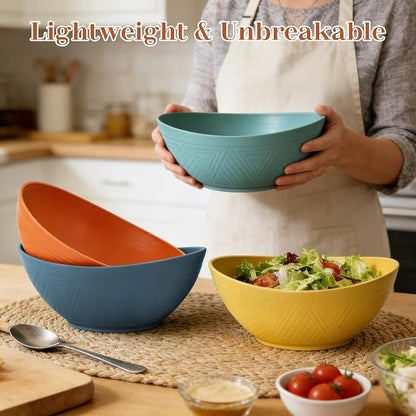 65 OZ Wheat Straw Bowls Set of 4, Large Unbreakable Salad Bowls, Microwave & - Image 4