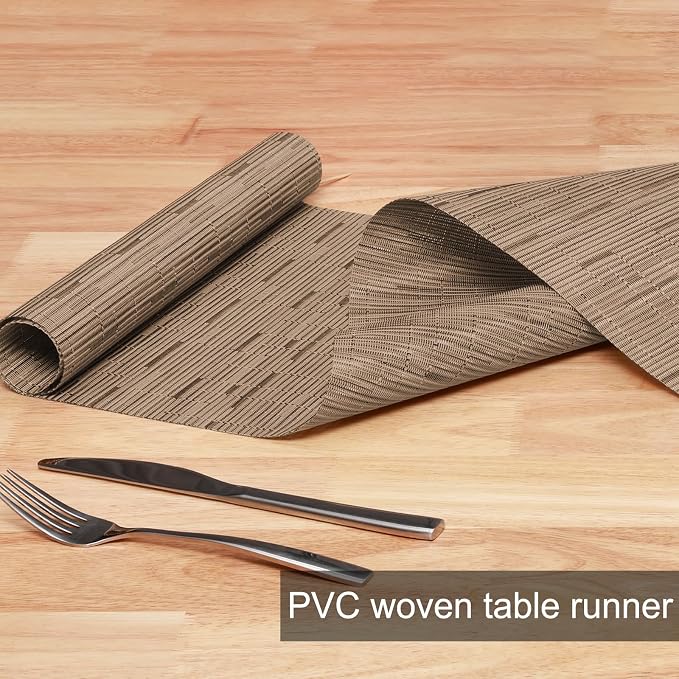 Table Runner 55 Inches Long, Vinyl Woven Heatproof Table Runners | Washable - Image 2