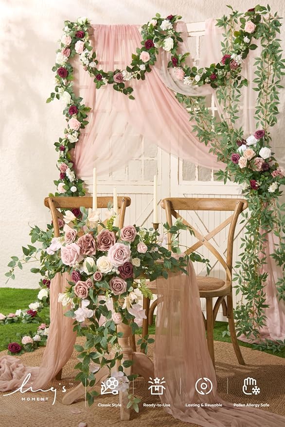 Ling's Moment Pink Gauze Cheesecloth Table Runner, 14FT | Blush Sheer Cheese - Image 4