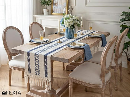 Fall Blue Table Runner for Coffe Table Home Boho Decor 12x72 Inch | 72 Inches - Image 3