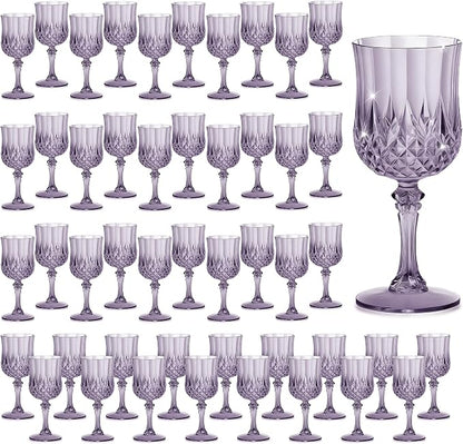 7OZ Plastic Wine Glasses, Reusable Vintage Goblets Unbreakable Drinking Glasses by Unknown