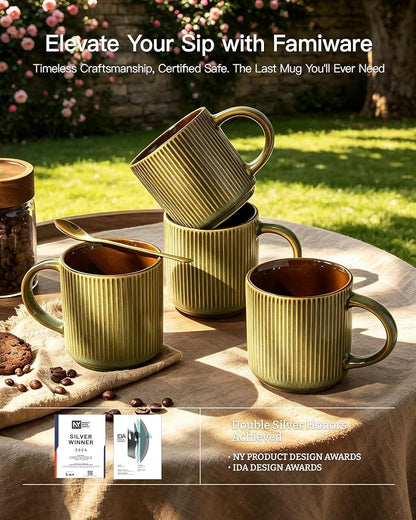 famiware Coffee Mug Set for 4, Star 12 oz Catering Mugs Cup Set - Image 5