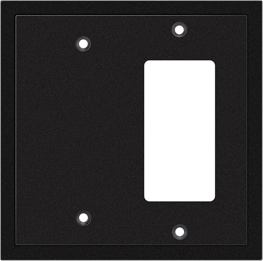 Henne Bery Modern Edge Decorative Wall Plate Switch Plate Outlet Cover, Durable Solid Zinc Alloy (Blank/Decorator, Matte Black)