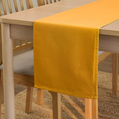 Encasa XO Table Runner 13"x72" Long | Cotton Canvas Fabric | Mango Solid Color by EncasaXO