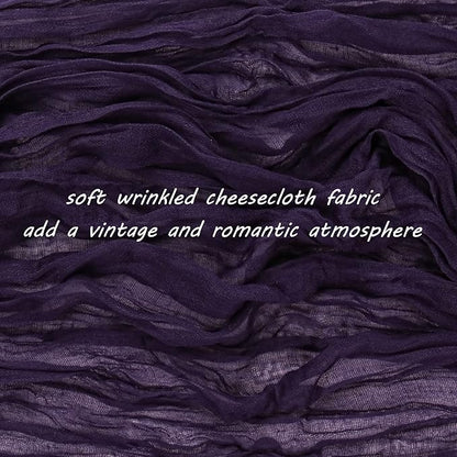 12 Pack 13Ft Cheesecloth Table Runner 35x157 Inch Boho Gauze Table Runner Cheese Cloth Long Rustic Table Runners for Wedding Bridal Shower Birthday Party Table Decor (Dark Purple)