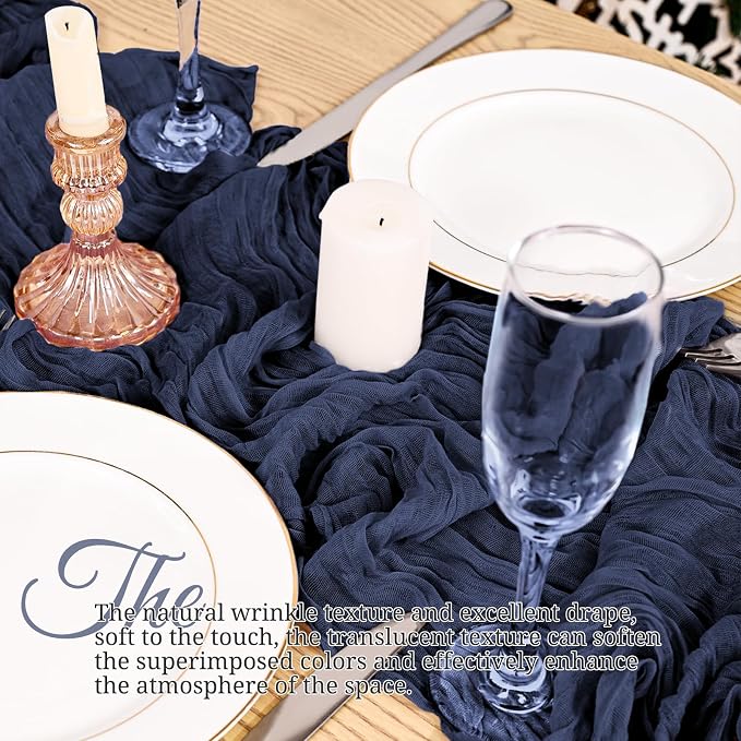 8 Pack Navy Blue Table Runner 17 x 108inch Cheesecloth Table Runner Boho Gauze - Image 4