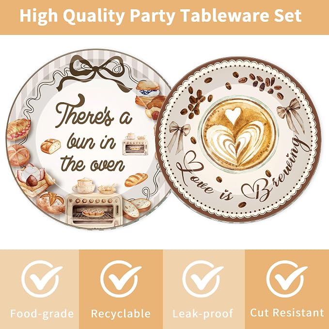 96 Pcs Bun in the Oven Baby Shower Decorations, Bakery Theme Plates Napkins - Image 3