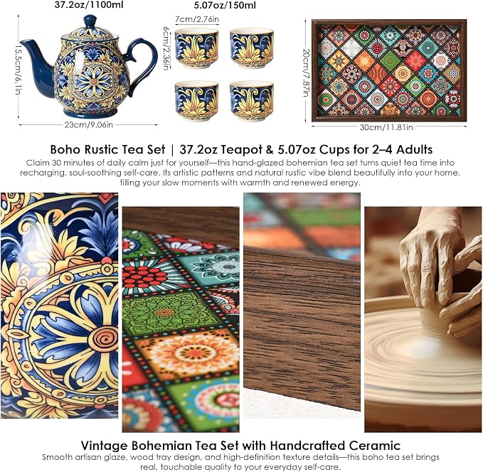 ACMLIFE Tea Sets for Adults, Ceramic Teapot Set - Image 4