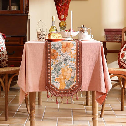 bilin gaier Designer Vintage Floral Printed Table Runner, French Soft Linen - Image 2