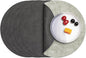 Myir JUN Round Placemats Dual Sided, Faux Leather Place Mats Set of 6 Indoor Placemat for Dining Table Outdoor Place mat Non-Slip Washable Table Mats (Gray Grass Green, Set of 6)