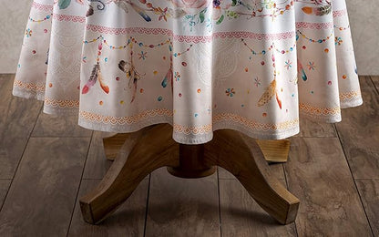 Maison d' Hermine Table Cloth Round Table 100% Cotton 63 Round Inches Tablecloth Reusable Decorative for Dining Room Farmhouse Home Valentines Day Decorations Spring Summer - Ibiza - Beige