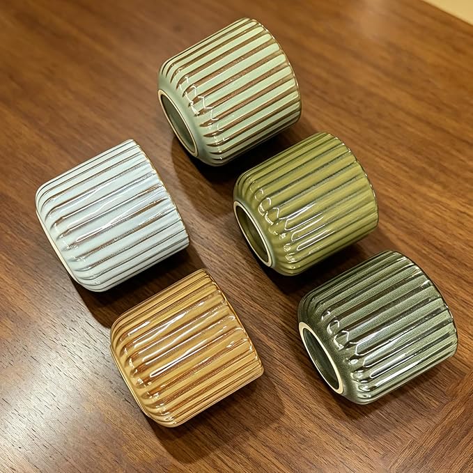 Japanese Ceramic Mug, Vintage Tea Cup 6oz Striped Cup No Handle Drinking Cup - Image 4
