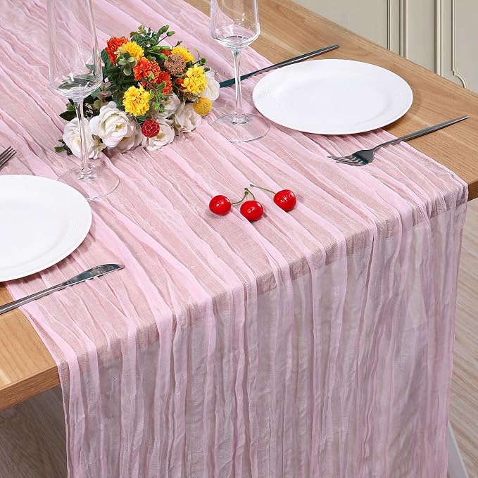 1 Pack Cheesecloth Table Runner 10Ft Christmas Gauze Boho Table Runners by Home