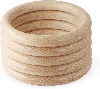FoDau770 5pcs Natural Beech Wooden Rings, Unfinished Solid Wood Rings Heavy by FoDau770
