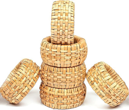 Lightnpro Natural Rattan Decorative Napkin Rings Set of 12, Serviette Napkin Rings Bulk for Party Decoration, Table Top Décor for Dinning Table, Everyday, Christmas, Easter Family Gatherings