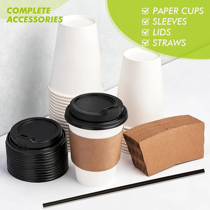 12 oz 50 Pack Disposable Paper Coffee Cups - Image 7