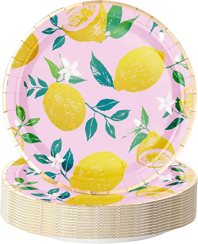WRAPAHOLIC 25Pcs Lemon Paper Plates by WRAPAHOLIC