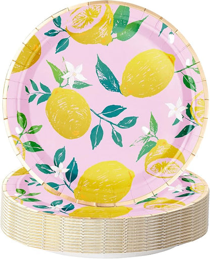 WRAPAHOLIC 25Pcs Lemon Paper Plates by WRAPAHOLIC