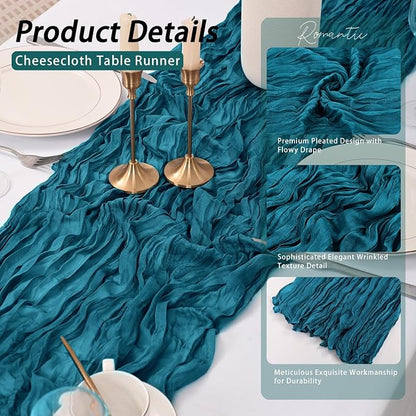 8 Pack Teal Cheesecloth Table Runner 17x108 inch | Boho Gauze Cheese Cloth - Image 4