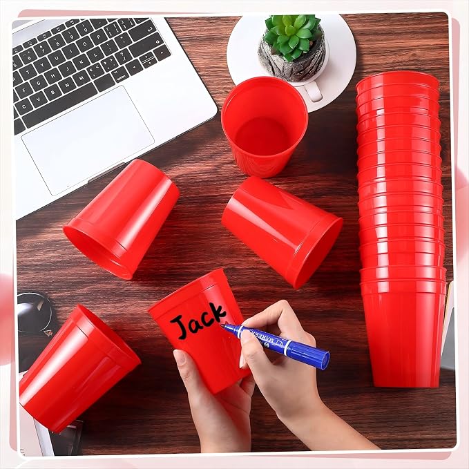 Mifoci 24 Pcs Stadium Plastic Cups Blank Reusable Drink Tumblers Bulk Stackable - Image 3