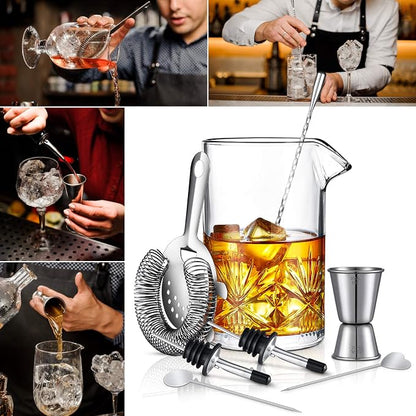 Cocktail Mixing Glass, veecom 18oz Crystal Mixing Glass Bartender Kit, 8 Piece - Image 6