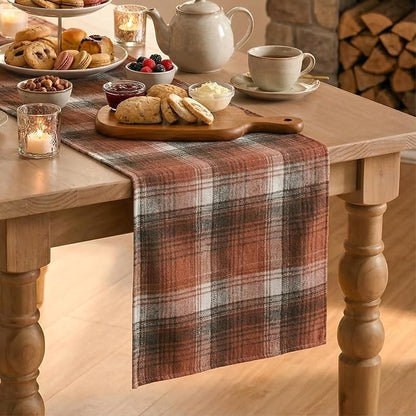 Artoid Mode Caramel Brown Farmhouse Plaid Fall Table Runner 13x36 Inch | - Image 6