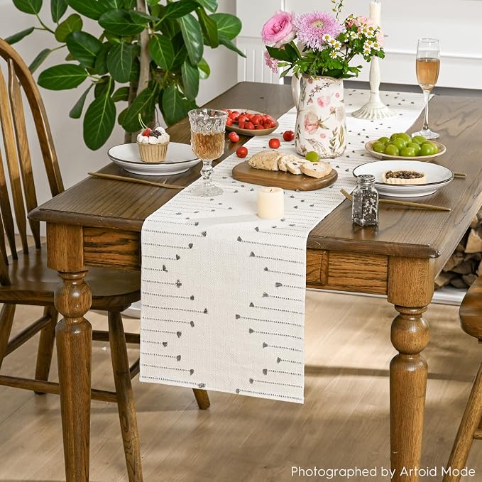 Artoid Mode Light Grey Boho Table Runner - Image 4
