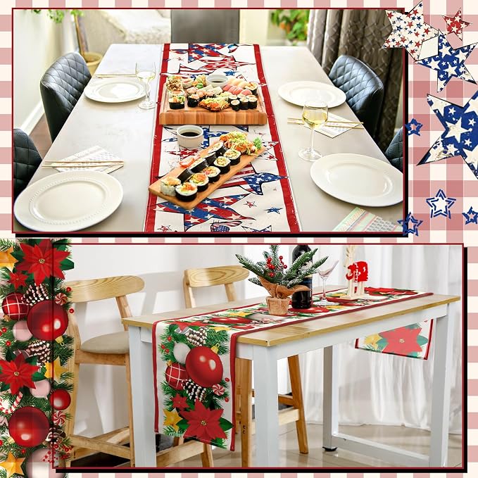 LemonRoad 8 Pcs Holiday Table Runner Seasonal Farmhouse Table Decor 72 Inches - Image 2