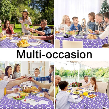 Smiry Rectangle Table Cloth, Waterproof Vinyl Tablecloth with Flannel Backing for Rectangle Tables, Wipeable Spillproof Plastic Tablecloths for Dining, Camping and Indoor (60"x102", Lavender)
