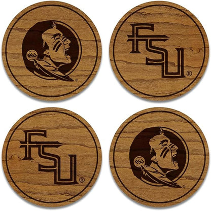 LazerEdge Florida State Seminoles Wooden Coaster Set - Cherry Wood - Officially Licensed Product - 4-Pack