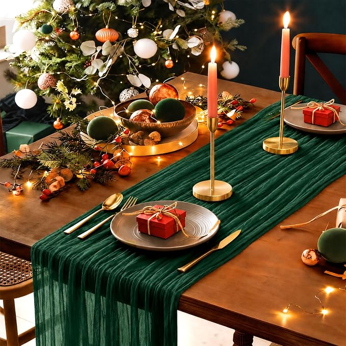 Cheesecloth Table Runner, 120 Inch 10 FT, Emerald Green | 1 Pack, 35x120 Inches - Image 7