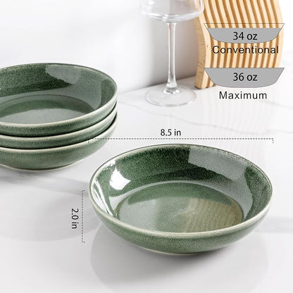 AmorArc 8.5’’ Ceramic Pasta Bowls Set of 4, 36oz Large Stoneware Bowls Set | - Image 2