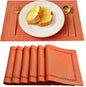 Orange Burlap Place Mats, Fall Placemats Set of 6, 12 x 18 Inch | Double Layer by Aoztio