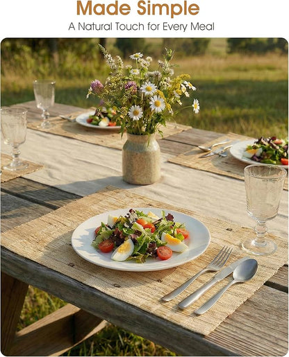 Handmade Ramie Woven Table Placemats Set of 6 (12"x18"),Natural Fiber Heat-Resistant Table Protectors for Family Dinners & Gatherings,Elevate Your Tabletop with Eco-Friendly Style