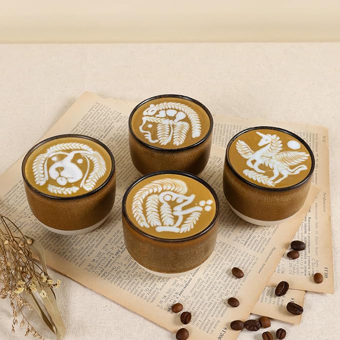 Ceramic Espresso Cups Set of 4, Double Walled Espresso Coffee Mugs - Image 2