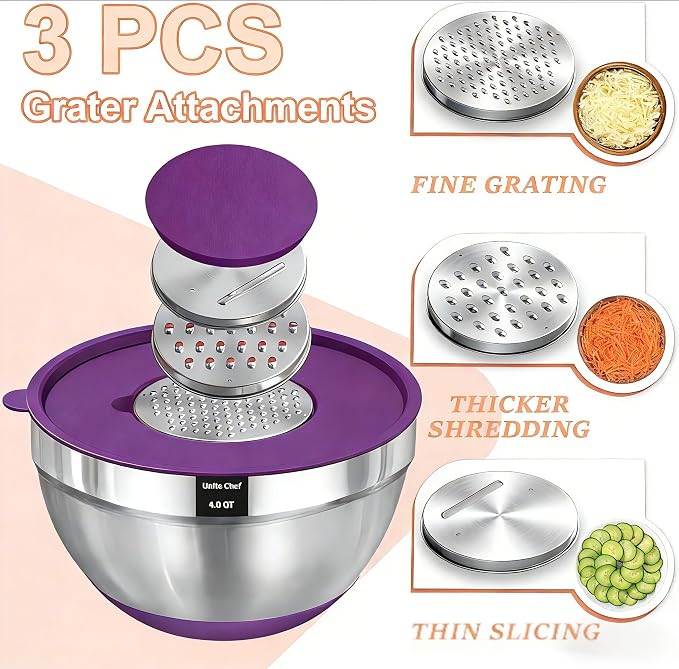 Umite Chef Thickened Heavy-Duty 26pcs Stainless Steel Bowl, Mixing Bowl Set - Image 7