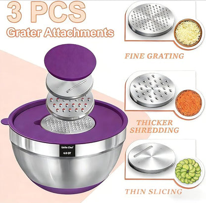 Umite Chef Thickened Heavy-Duty 26pcs Stainless Steel Bowl, Mixing Bowl Set - Image 7