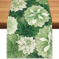 Green Dahlia Flower Summer Table Runner Sage Green Burlap Table Runners by BEAUTYROMANCEFORYOURLIFE