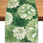 Green Dahlia Flower Summer Table Runner Sage Green Burlap Table Runners by BEAUTYROMANCEFORYOURLIFE