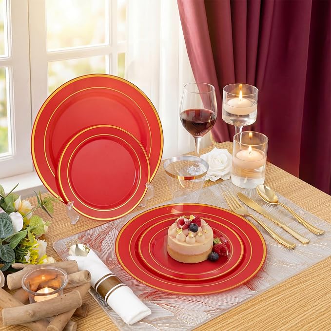 175 Pieces Red Plastic Plates - Image 7