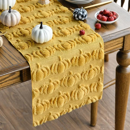 Artoid Mode Ginger Soft Faux Fur Pumpkins Fall Table Runner 13x72 Inch | by ArtoidMode