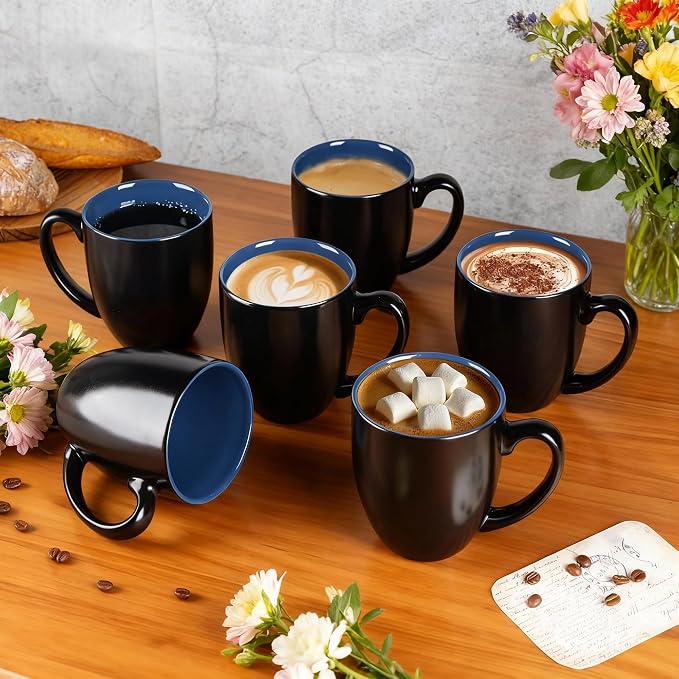 GBhome 12 oz Coffee Mugs Set of 6, Ceramic Coffee Cups- Blue - Image 6