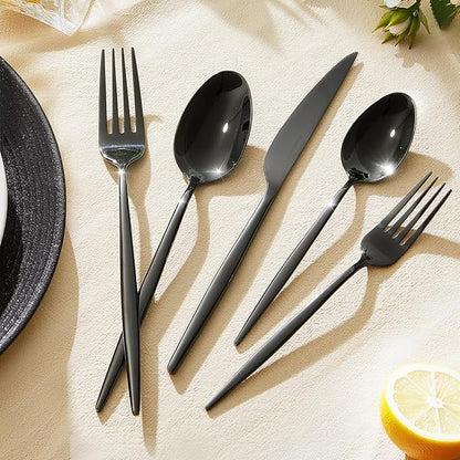 18/10 Silverware Set for 4, 20 Piece Black Stainless Steel Flatware Cutlery | - Image 5