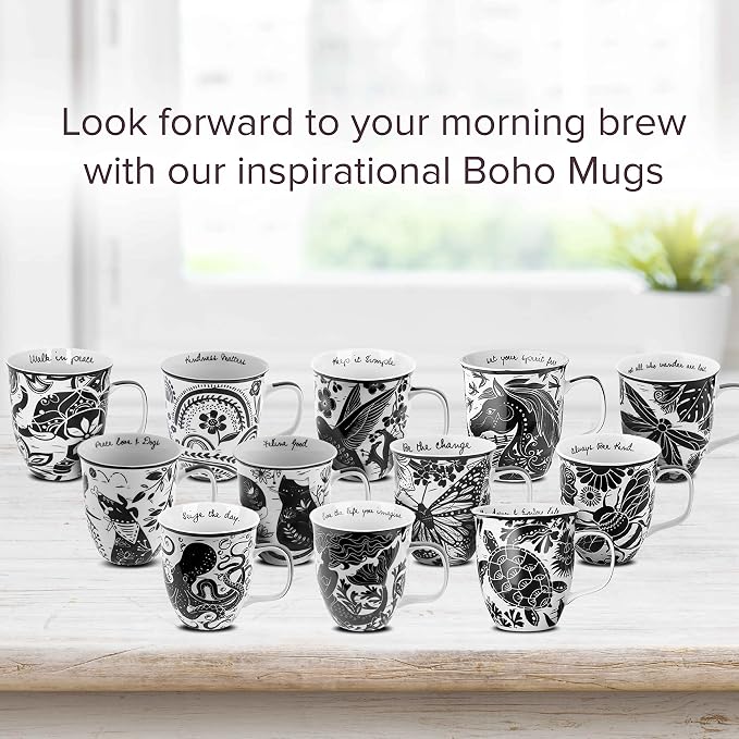 Karma Gifts 16 oz Black and White Boho Mug Dog - Image 7