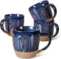 Artena Ceramic Coffee Mugs Set of 4, 16oz Embossed Large Latte Mugs Coffee Cups by Artena