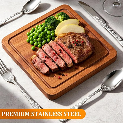 60 Piece Floral Silverware Set for 12 - Image 4