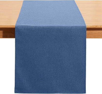 Vintage Blue Cotton Table Runner 13 x 72 in Long Farmhouse Style | Blue Table by Winotic