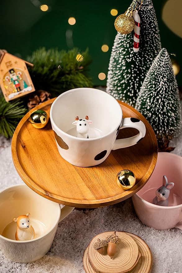 DIHOclub Cow Ceramic Cup Hidden 3D Animal Inside Mug, Cute Cartoon Handmade - Image 4