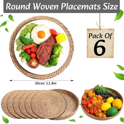 Boho Placemats 4/6/8 Set of Round Woven Placemat Macrame Style Bicolor - Image 3