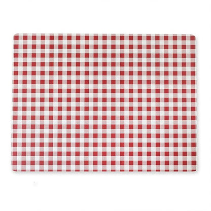 Benson Mills Cork Placemats Set of 4, Thick Cork Place Mats for Kitchen and Dining Tables, Easy Clean Table Mats (12" x 16" Rectangular Set of 4, Gingham Check Red)